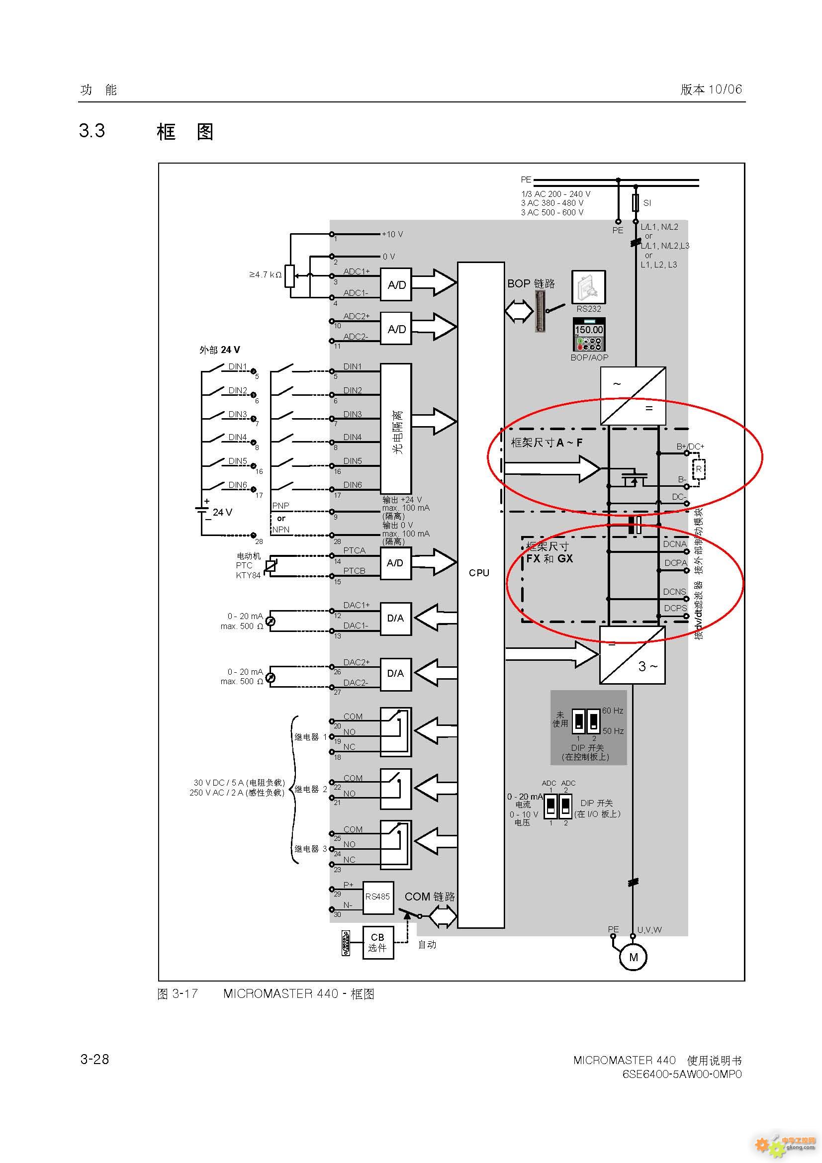 主题:西门子m440变频器(30kw)外接制动单元如何接线?