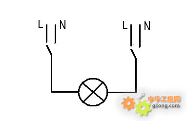 主題:各位專家支招,一個房間一盞電燈兩個雙控開關怎樣佈線,怎樣穿管?